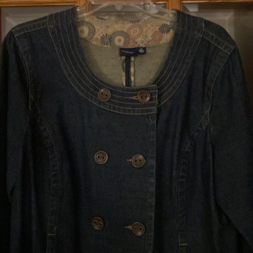 Sonoma XL Double Breasted Denim Jacket Dark Wash Belted Back Womens - Picture 9 of 11